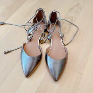 Halogen Oliver Ankle Wrap Lace up Leather Flats NWOB